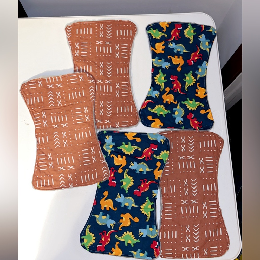 Baby burp cloths handmade set of 5.